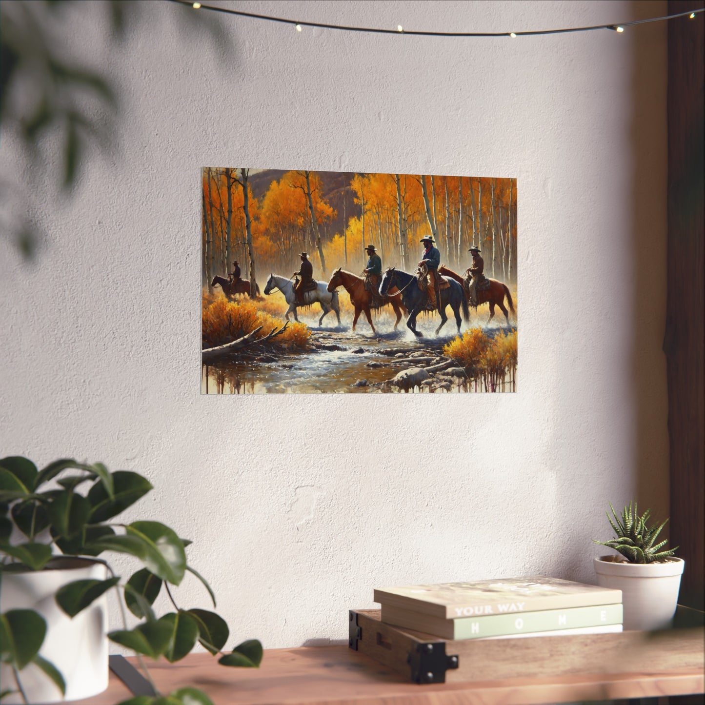 Golden Poplar Stand – Open Edition Print: Cowboy Life in Motion – Fall: Trails of Autumn