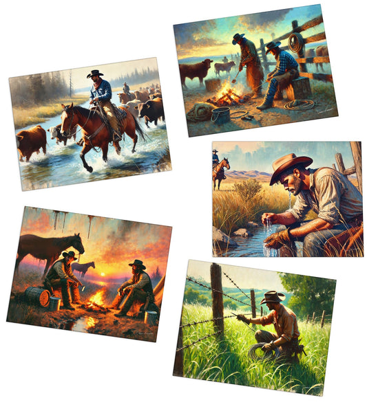 Trail Notes™ – Cowboy Life in Motion: Summer Series Greeting Cards (5-Pack – The High Season)