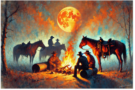 Harvest Moon Campfire – Archive Edition Print: Cowboy Life in Motion – Fall: Trails of Autumn